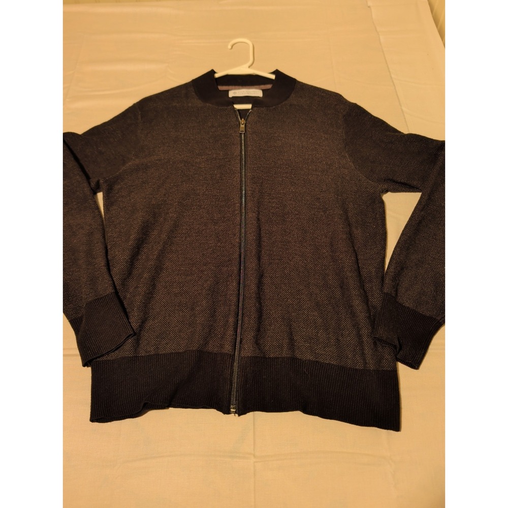 Ryan Seacrest Distinction Mens Sweater Jacket Full Zip Mock Neck Grey F63403ME